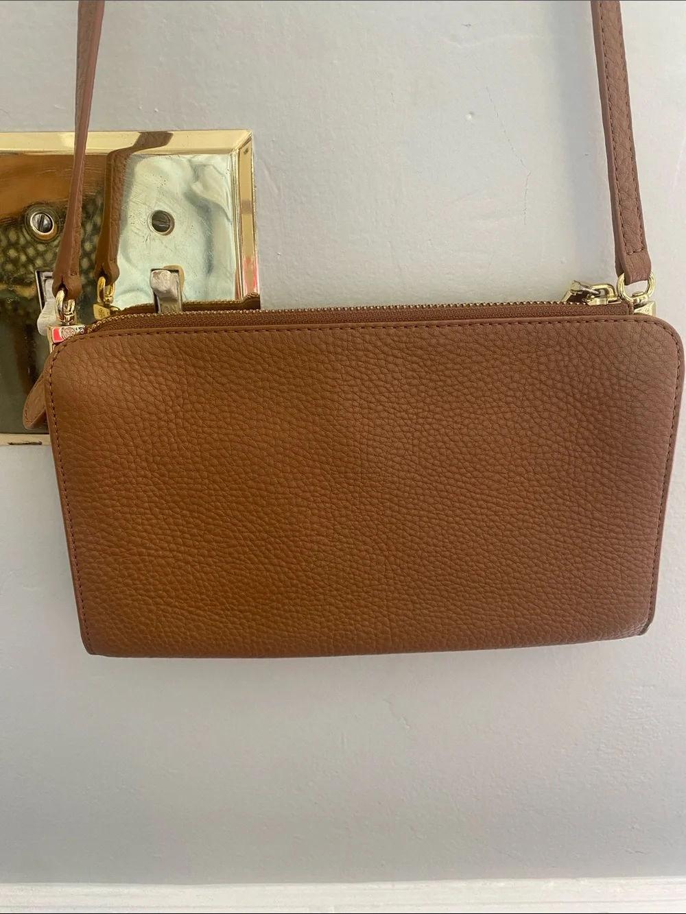 Tory Burch Cognac Pebbled Leather Crossbody